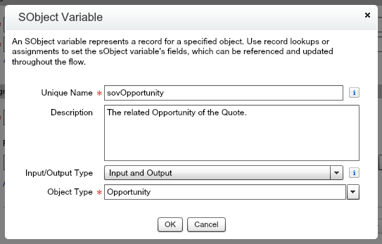 Quote Entry Flow sObject Variable Opportunity