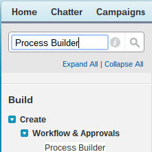 Process Builder Search Bar Setup Salesforce